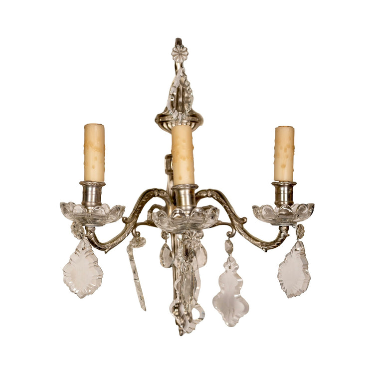 Pair of Antique French Silver Wall Sconces (L-MCYH)