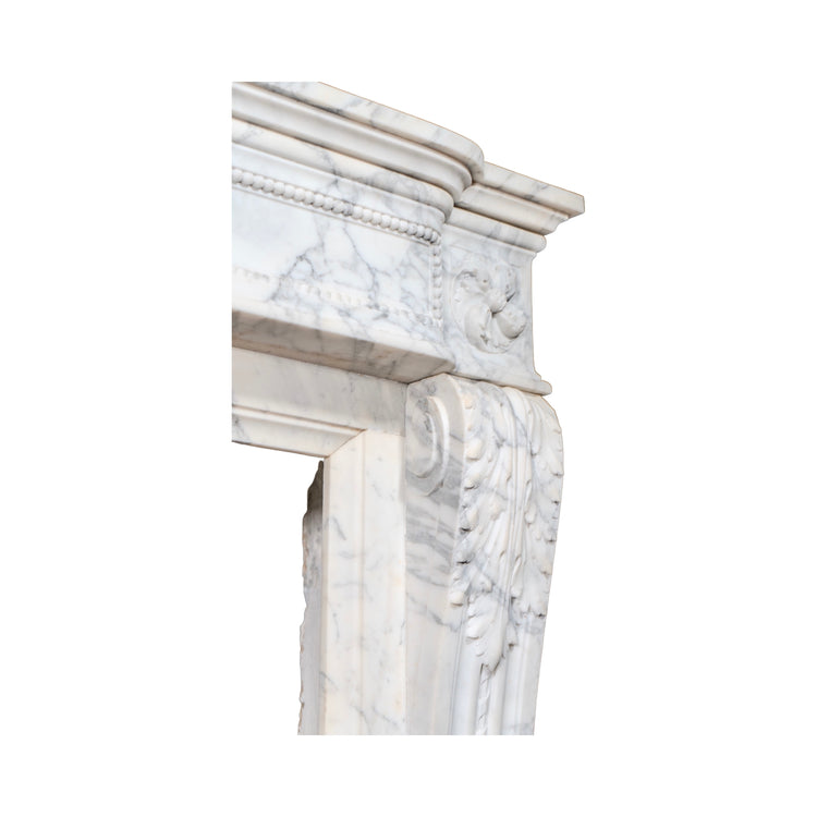 Antique French Carrara Marble Mantel (M-AHFQ)