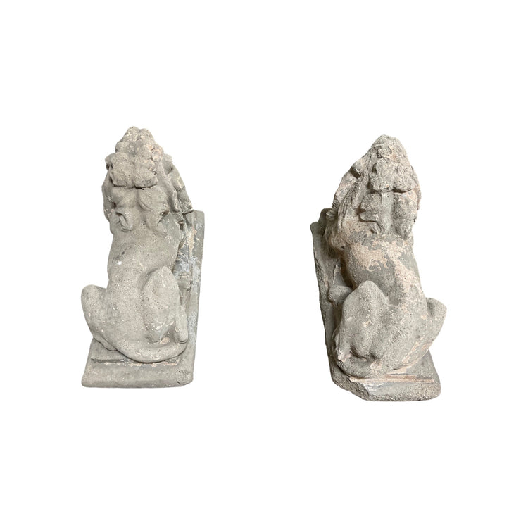 Pair of French Limestone Composite Lion Sculptures (GE-WKXL)