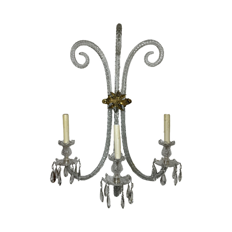 Pair of French Baccarat Crystal Wall Sconces (L-FKMT)