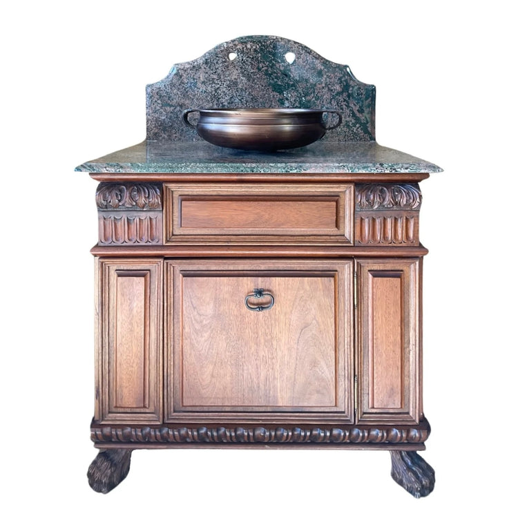 French Walnut and Stone Vanity Sink (S-AJTK)