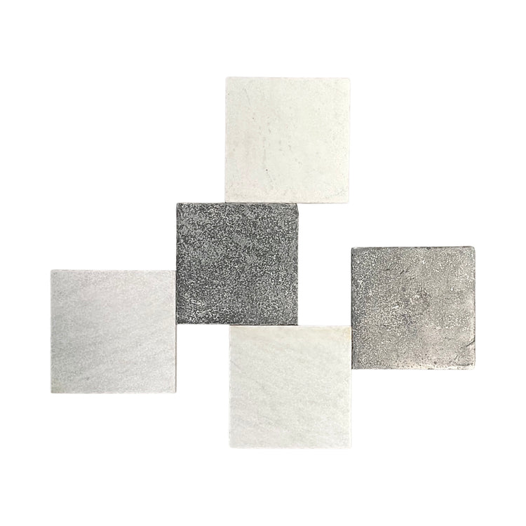 Italian Marble and Bluestone Checkered Tile (FL893)