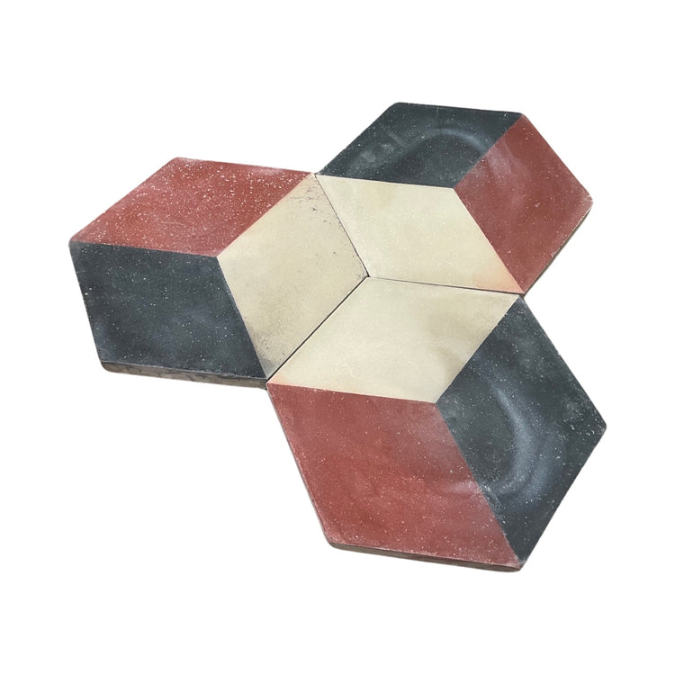 Reclaimed French Encaustic Hexagonal Geometric Concrete Tile (ET-UGXT)