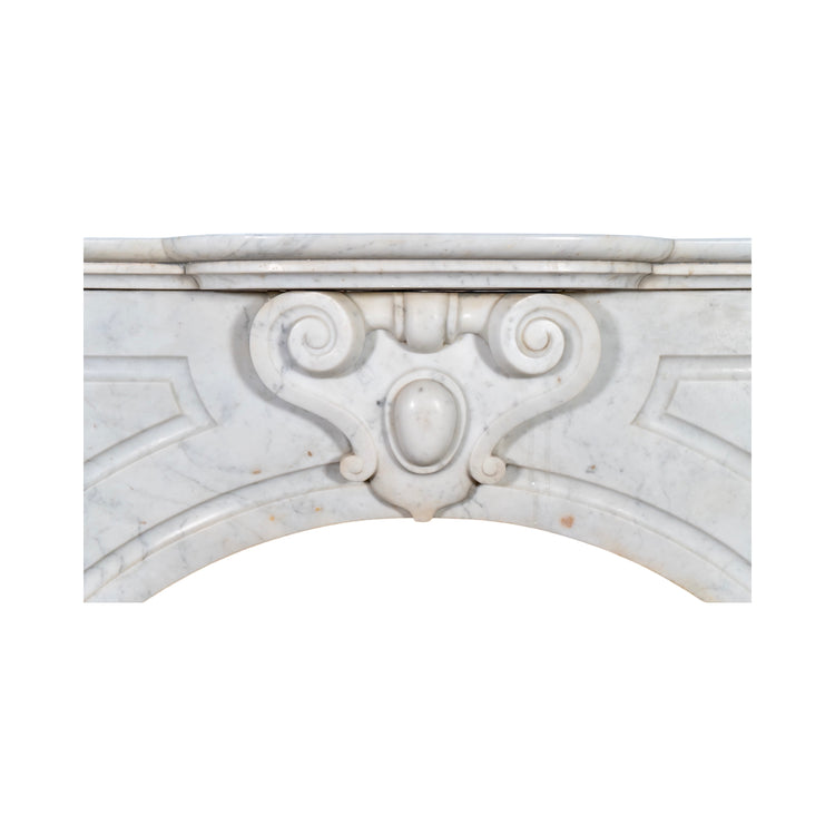 Antique French White Veined Carrara Marble Mantel (M-HREA)