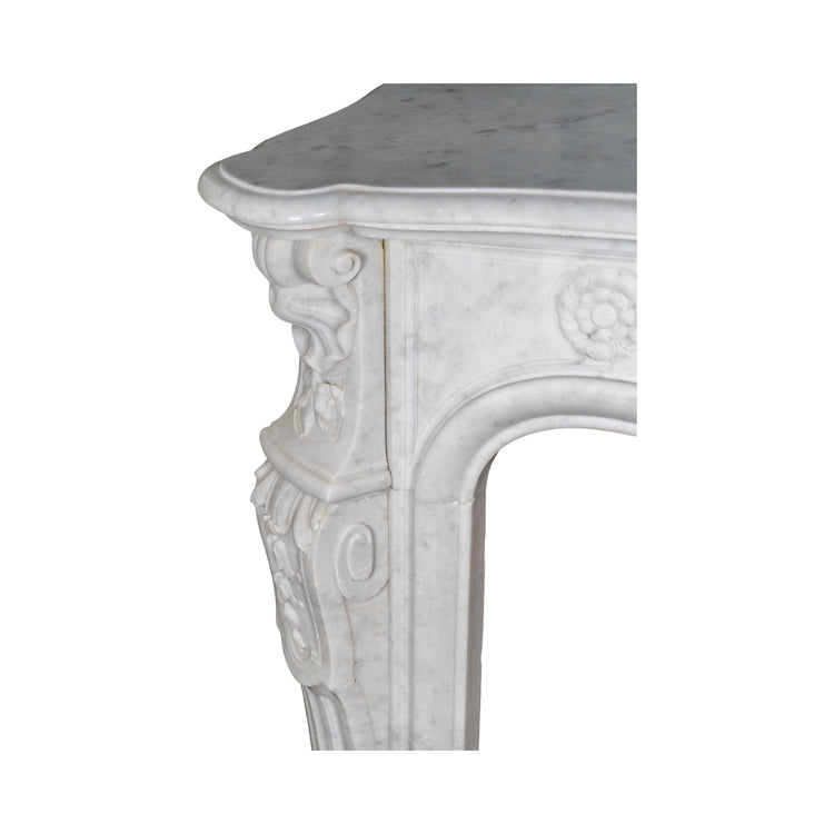 Antique French White Carrara Marble Mantel (M-ZJ0H)