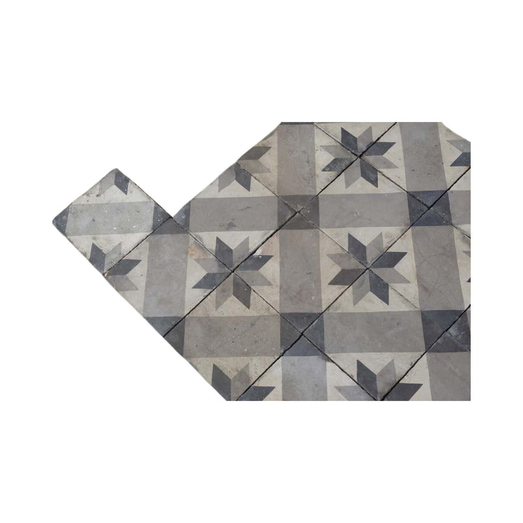Reclaimed French Encaustic Square Geometric Concrete Tile (FL8555)