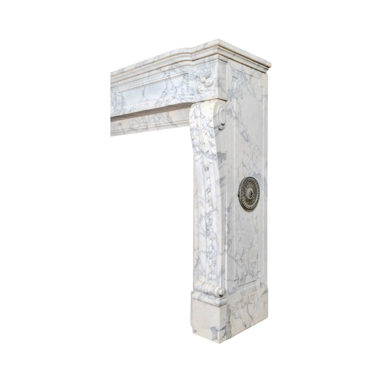 Antique French Carrara Marble Mantel (M-AHFQ)