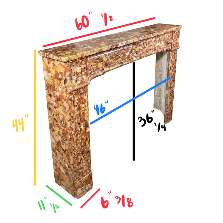 Antique French Alep Breccia Marble Mantel (M30136)