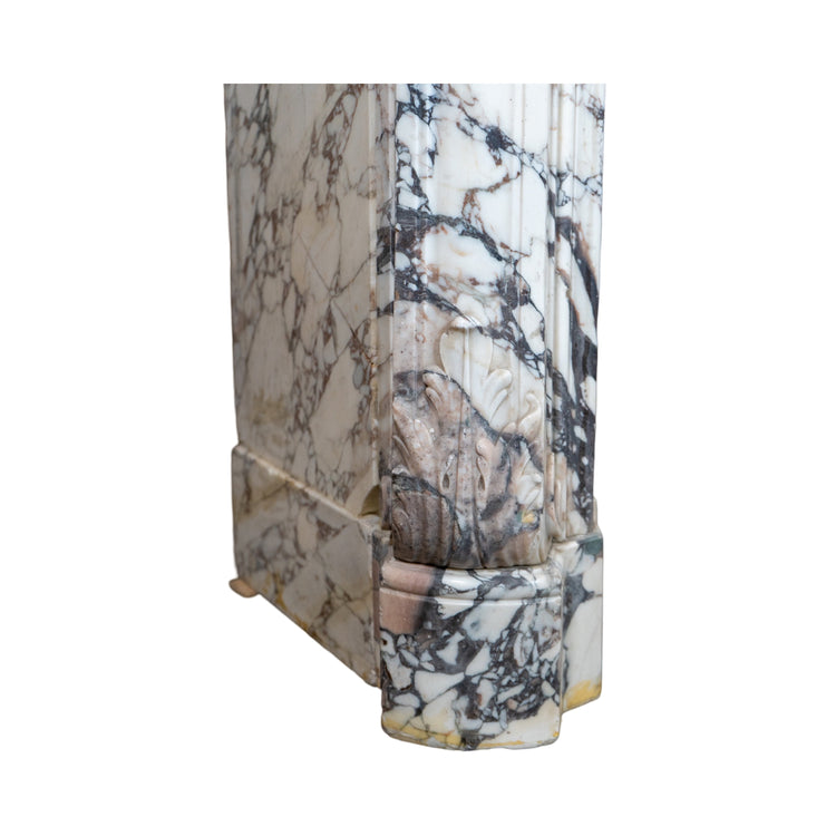 Antique Italian Roman Baixas White Breccia Marble Mantel (MCH1068)