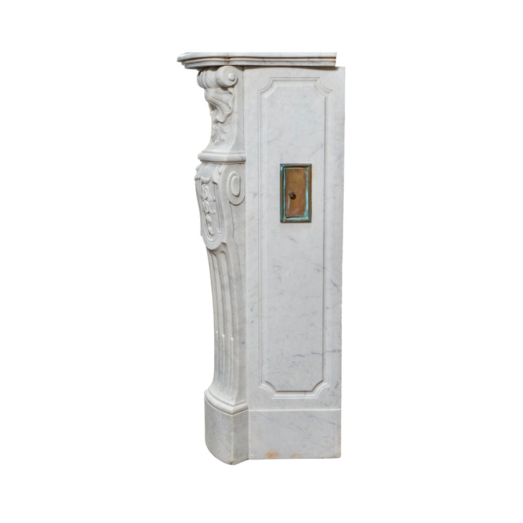 Antique French White Carrara Marble Mantel (M-ZJ0H)