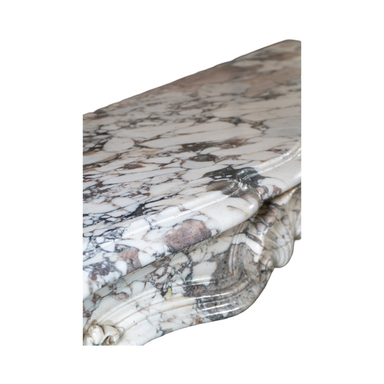 Antique Italian Roman Baixas White Breccia Marble Mantel (MCH1068)