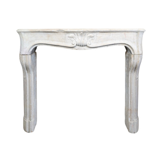 Antique French Burgundy Limestone Mantel (M-6AY3)