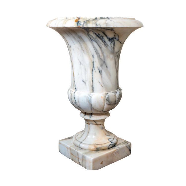 Pair of Italian White Breche Marble Planters (V-BNXC)