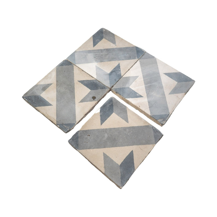 Reclaimed French Encaustic Square Geometric Concrete Tile (FL8555)