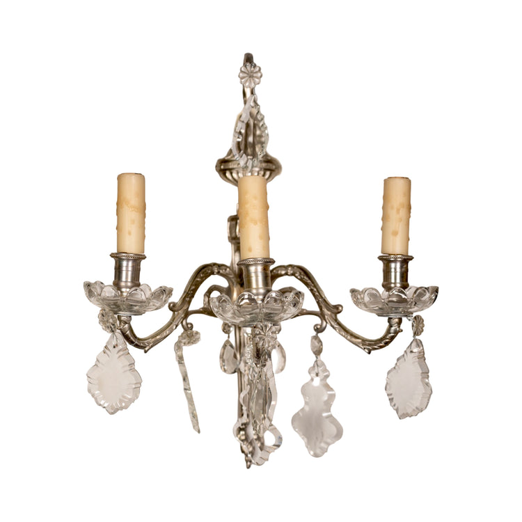 Pair of Antique French Silver Wall Sconces (L-MCYH)