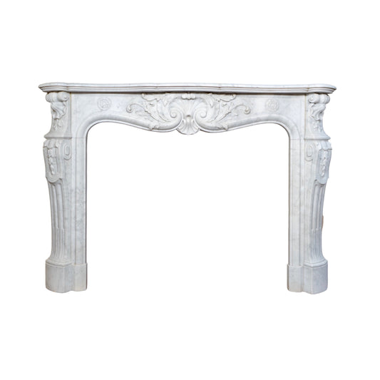 Antique French White Carrara Marble Mantel (M-ZJ0H)