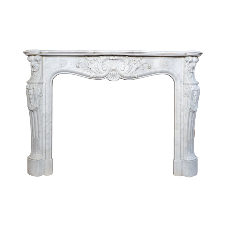 Antique French White Carrara Marble Mantel (M-ZJ0H)