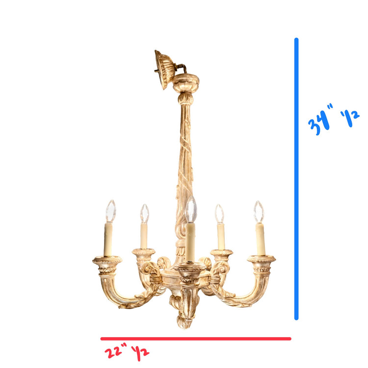 Antique French Silver-Lead Wooden Chandelier (L-ZARC)