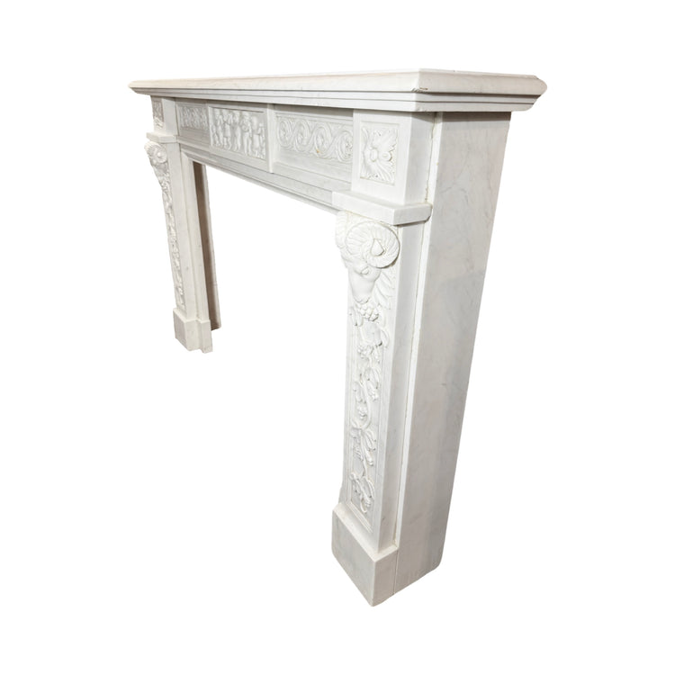 Antique Italian White Carrara Marble Mantel (M-AQBD)