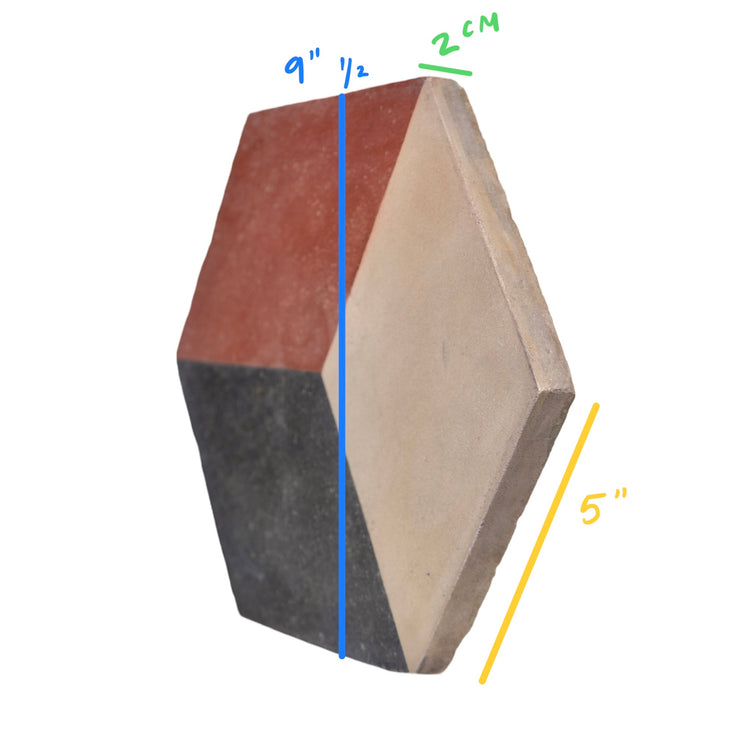 Reclaimed French Encaustic Hexagonal Geometric Concrete Tile (ET-UGXT)