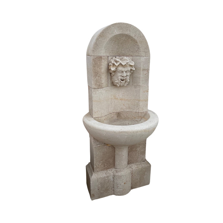 Contemporary French Limestone Bacchus Wall Fountain (F-QFGV)