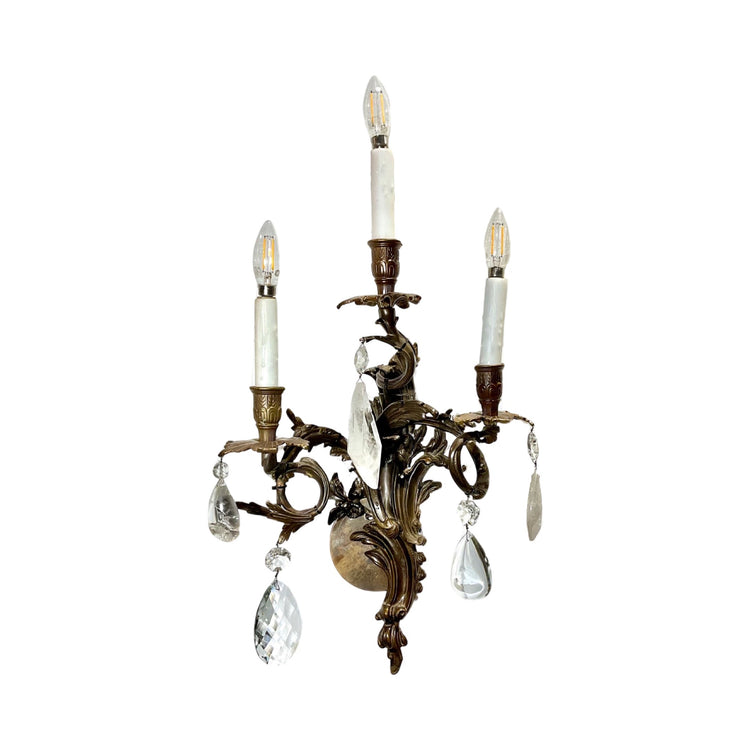 Pair of Antique French Bronze Wall Sconces (L-FLGN)