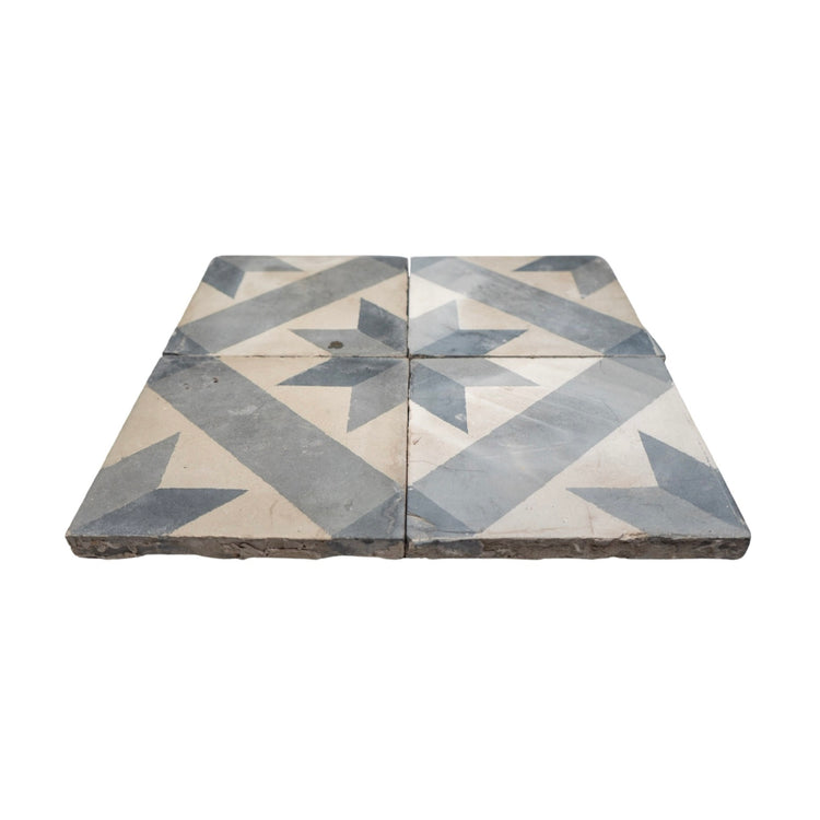 Reclaimed French Encaustic Square Geometric Concrete Tile (FL8555)