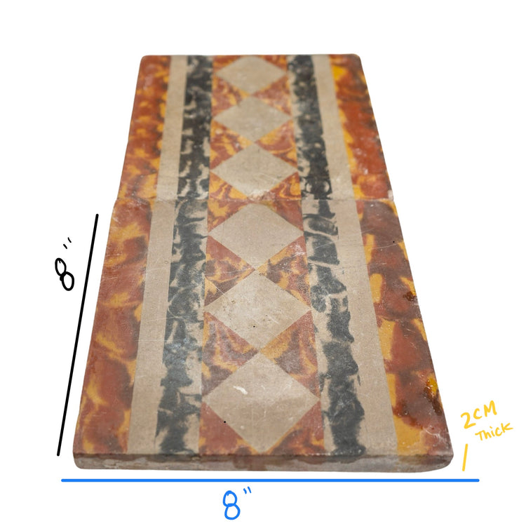 Reclaimed French Encaustic Geometric Concrete Tile (ET-TDQE)