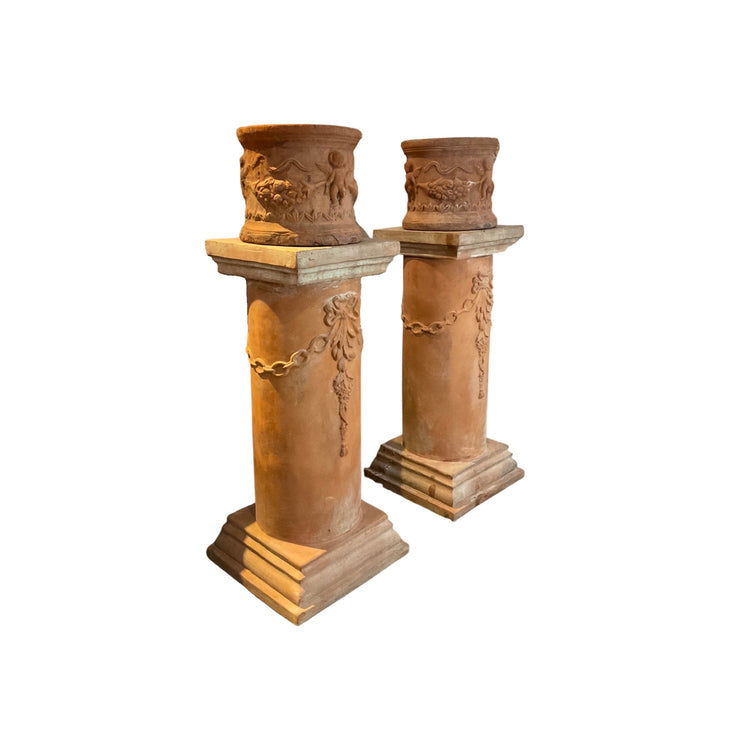 Pair of Antique English Terracotta Planters (V-YEKR)