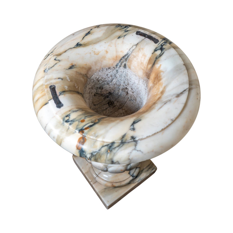Pair of Italian White Breche Marble Planters (V-BNXC)