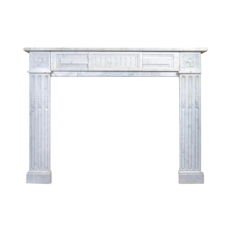 French White Veined Carrara Marble Mantel