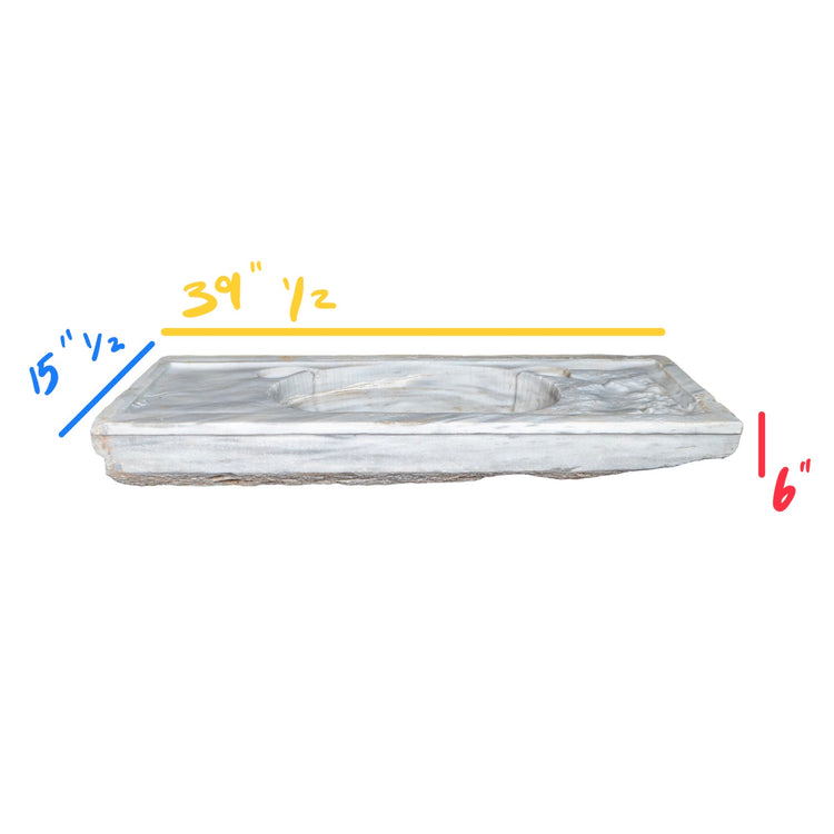 Antique French White Carrara Marble Rectangular Sink (S-PTGM)