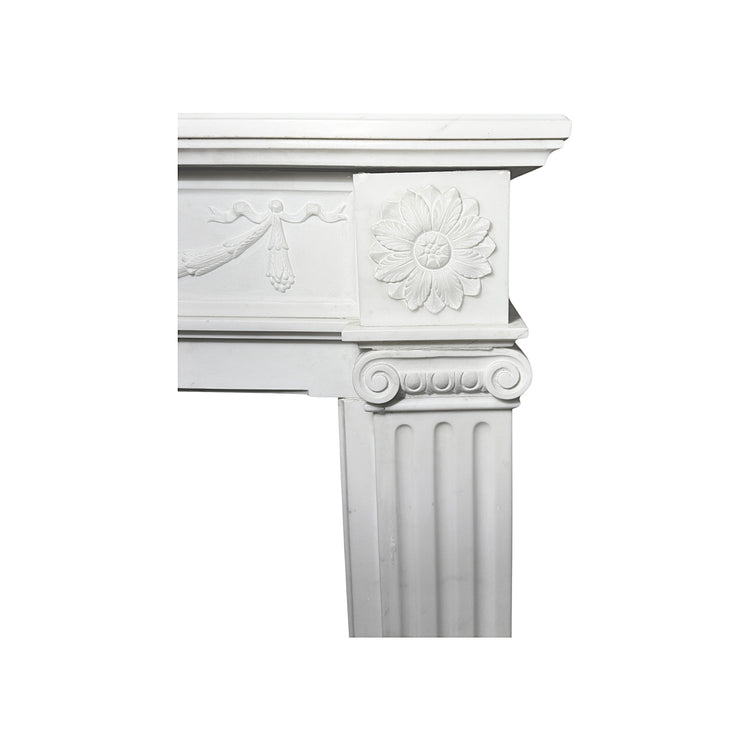 French White Veined Carrara Marble Mantel