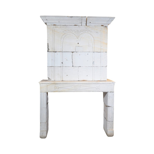 Antique French Limestone Fireplace (ALCH621)