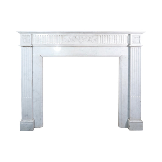 French White Veined Carrara Marble Mantel