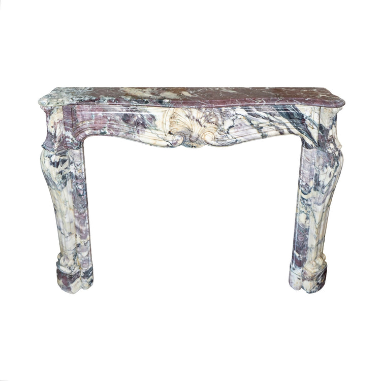 Antique French Villefranche Peach Flower Marble Mantel (MCH1057)