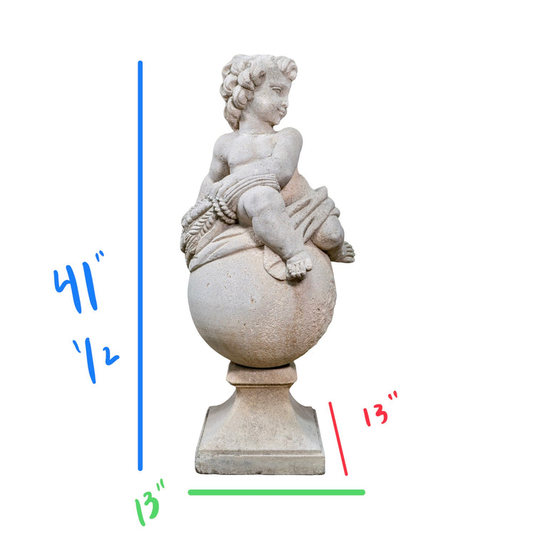 Contemporary French Limestone Putti Sculpture (GE-ZEAV)