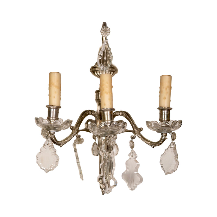 Pair of Antique French Silver Wall Sconces (L-MCYH)