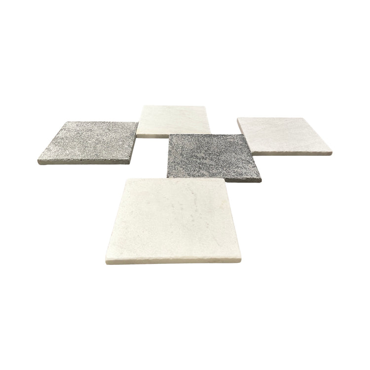 Italian Marble and Bluestone Checkered Tile (FL893)