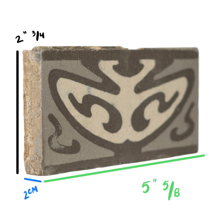 Reclaimed French Encaustic Floral Concrete Border Tile (ET-CENV)