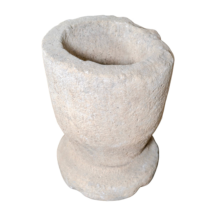 Antique French Limestone Mortar Bowl Planter (V-XLBE)