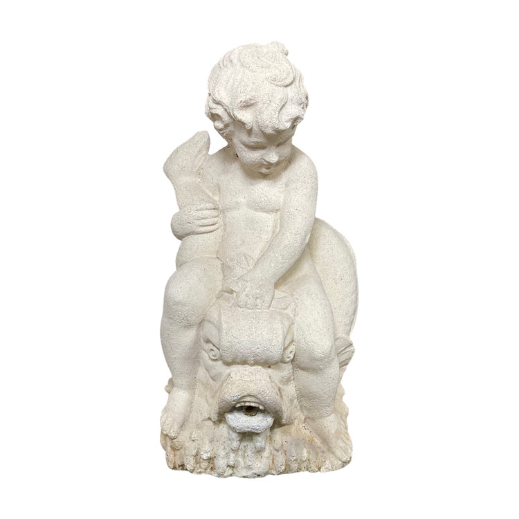 French Limestone Cherub Fountain Water Exit