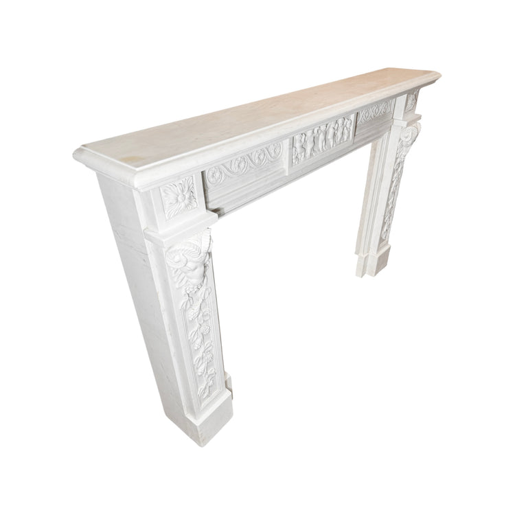 Antique Italian White Carrara Marble Mantel (M-AQBD)