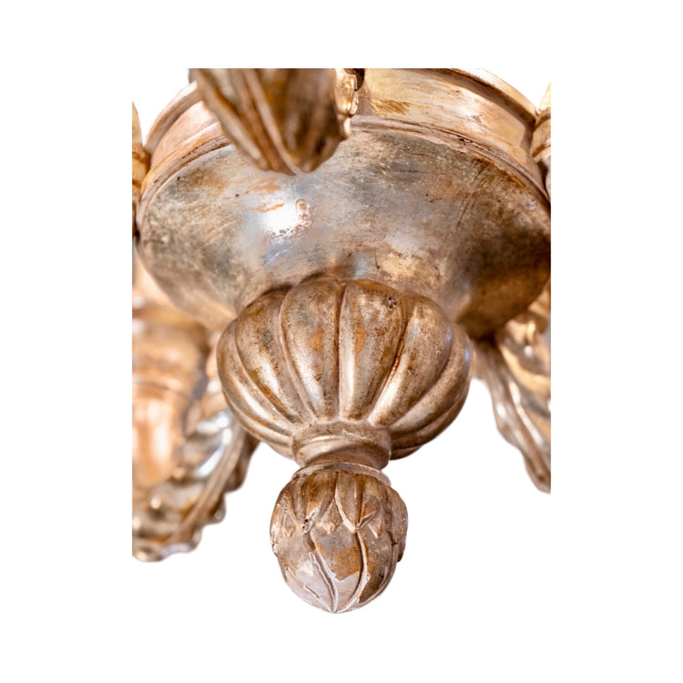 Antique French Silver-Lead Wooden Chandelier (L-ZARC)