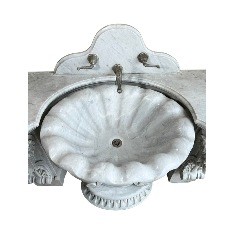 Antique Italian White Carrara Marble Vanity Wall Sink (S-XWVE)