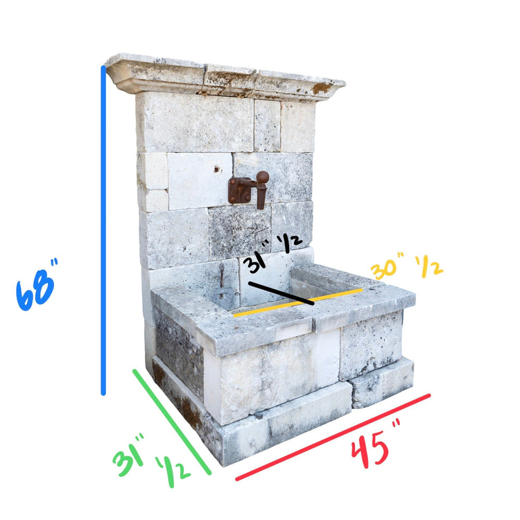Antique French Limestone Wall Fountain (F-Q1YG)