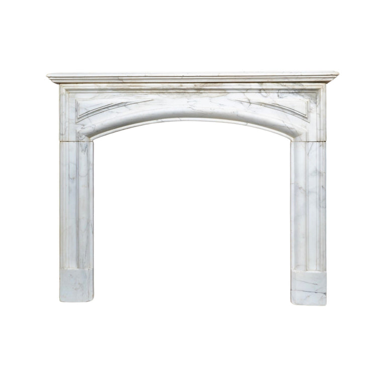 Antique French White Veined Carrara Marble Mantel (M-RHMA)