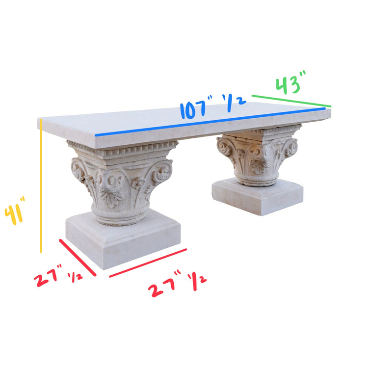 Bespoke Contemporary French Limestone Table with Antique Pillars (T-BAWD)