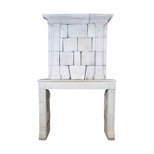Antique French Limestone Fireplace (ALCH474)
