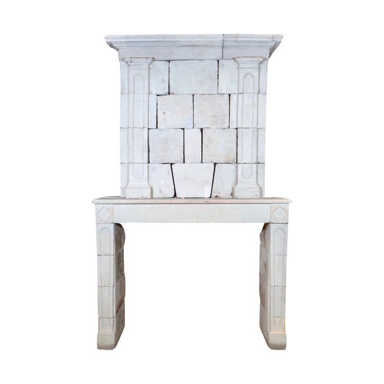 Antique French Limestone Fireplace (ALCH474)
